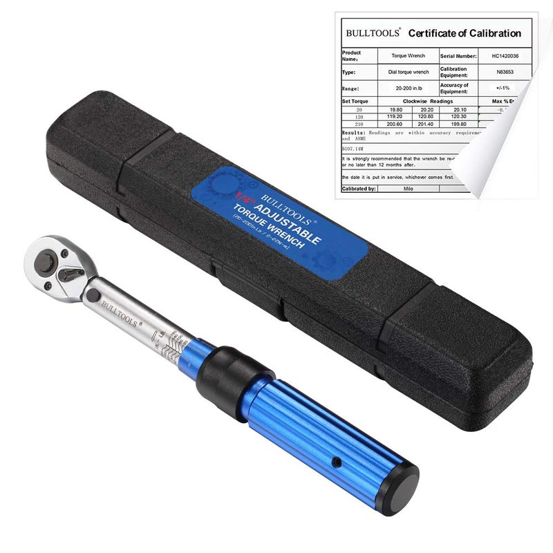 BULLTOOLS 1/4-inch Drive Dual-Direction Click Torque Wrench (20-200in.lb / 2.26-22.6Nm) 90-tooth High Accuracy Torque Wrench - Image 1